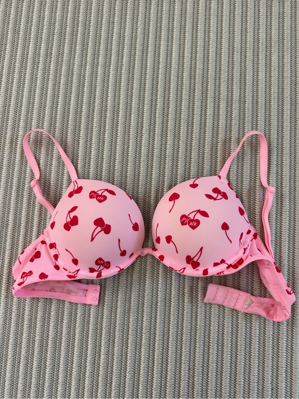 PINK Victoria's Secret Pink Bra with Red Cherry Print